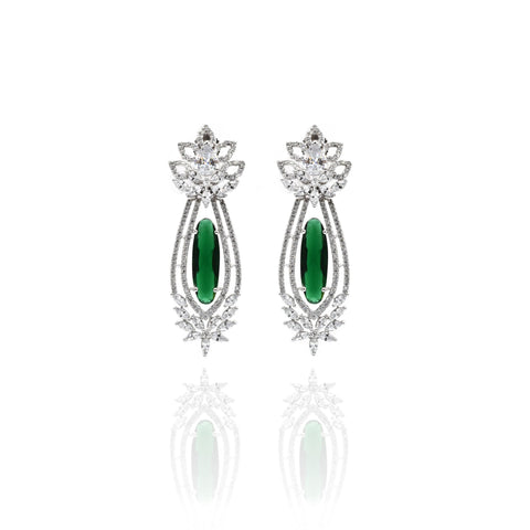 Kim Zirconia Green Earrings - The Pashm
