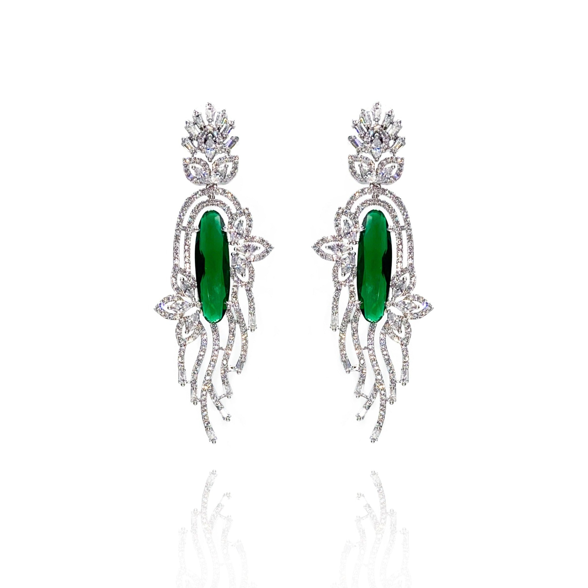 Julie Zirconia Earrings Green - The Pashm