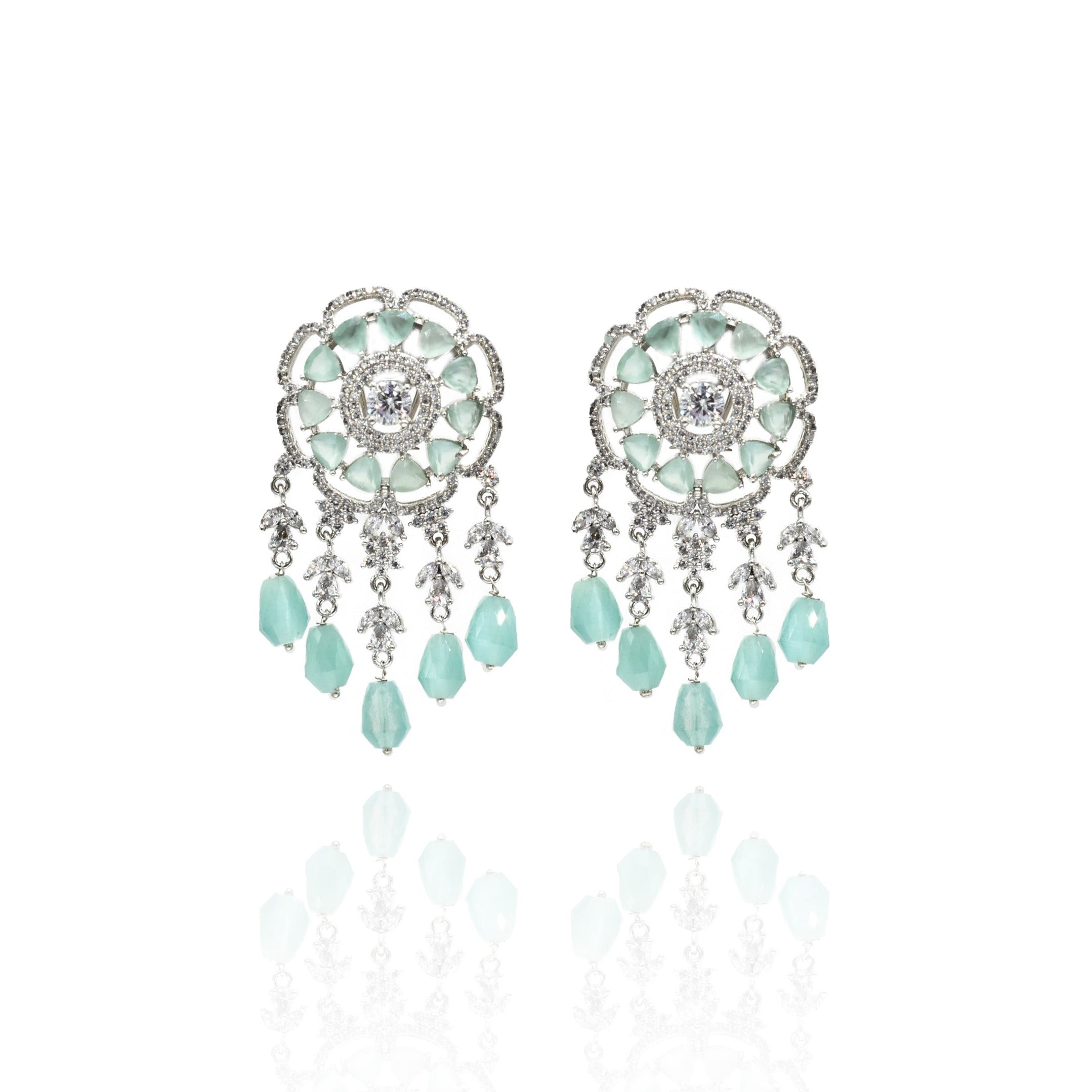 Edith Tassel AD Earrings Mint - The Pashm
