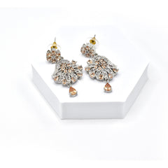 Deenah Long AD Pendant Set - Peach- The Pashm