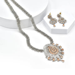 Deenah Long AD Pendant Set - Peach- The Pashm