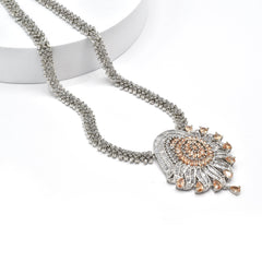 Deenah Long AD Pendant Set - Peach- The Pashm