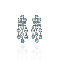 Piya Blue Zirconia Flower Earrings - The Pashm