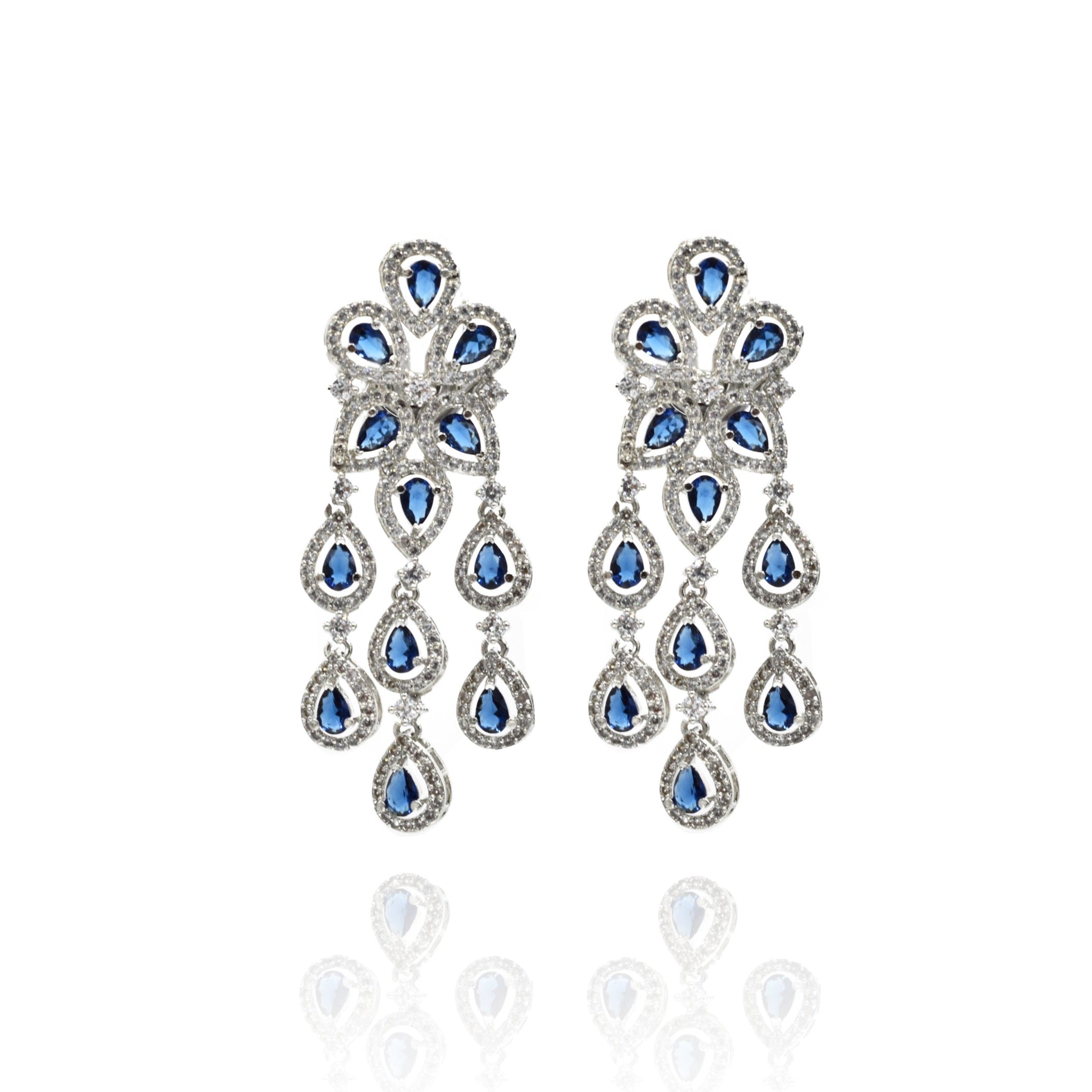 Piya Blue Zirconia Flower Earrings - The Pashm