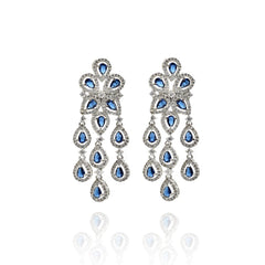 Piya Blue Zirconia Flower Earrings - The Pashm