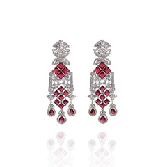Sonia Zirconia Earrings Red - The Pashm