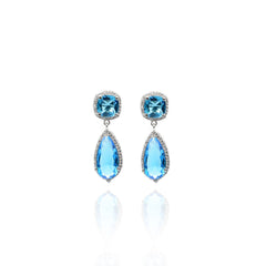 Erica Double Crystal Earrings Blue - The Pashm