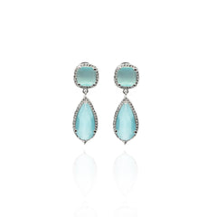 Erica Double Crystal Earrings Mint - The Pashm