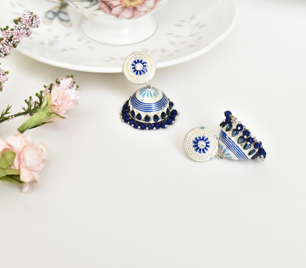 Amrita Antique Meena Blue Earrings - The Pashm