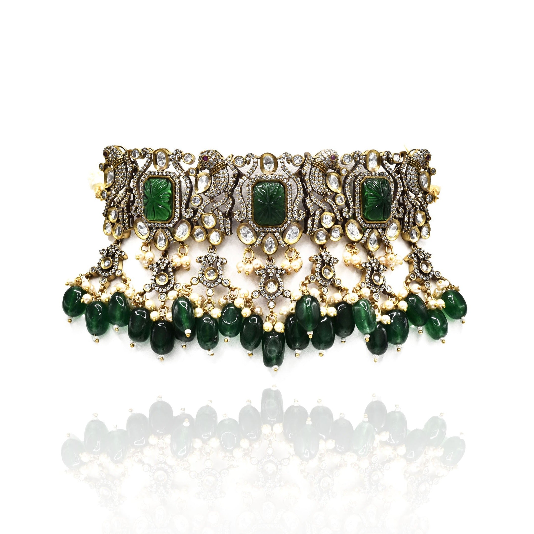 Alessia Victorian Choker Set - Green - The Pashm