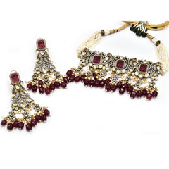 Alessia Victorian Choker Set - Red - The Pashm