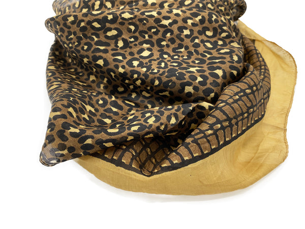 100% Silk Beige Leopard Print Scarf - The Pashm
