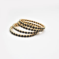 Colored Stones Bangles - Black - The Pashm