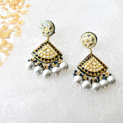 Reema Lac Earrings Grey Beads - The Pashm