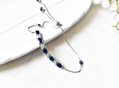 CZ Blue Stones 925 Silver Bracelet - The Pashm