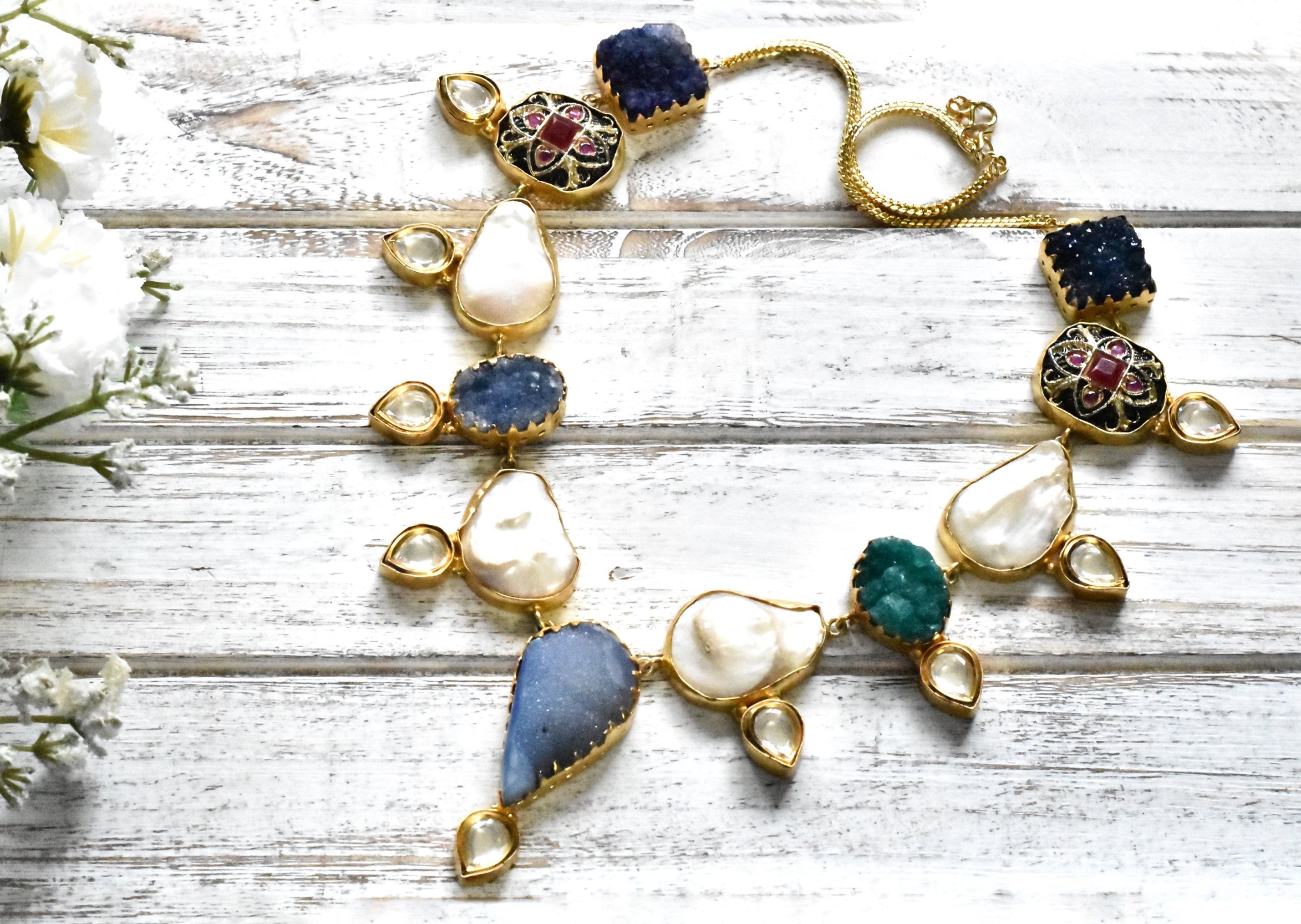 Druzy Kundan Necklace - The Pashm