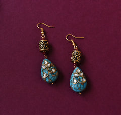 Turquoise Stone Blue Sea Sediment Jasper Pendant Set - The Pashm