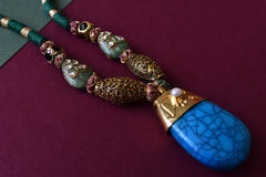 Turquoise Stone Green Sea Sediment Jasper Pendant Set - The Pashm