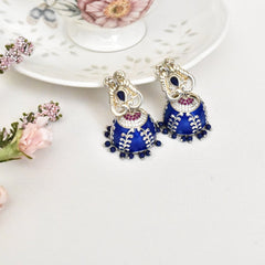 Jaanvi Studded Meenakari Blue Earrings - The Pashm