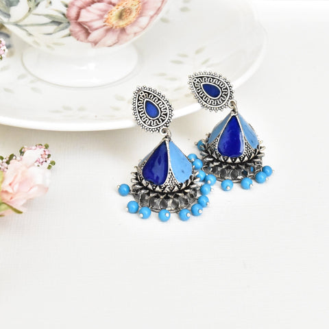 Ridhi Meenakari Blue Earrings - Th e Pashm