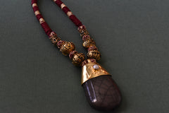 Natural Brown Stone Pendant Set - The Pashm