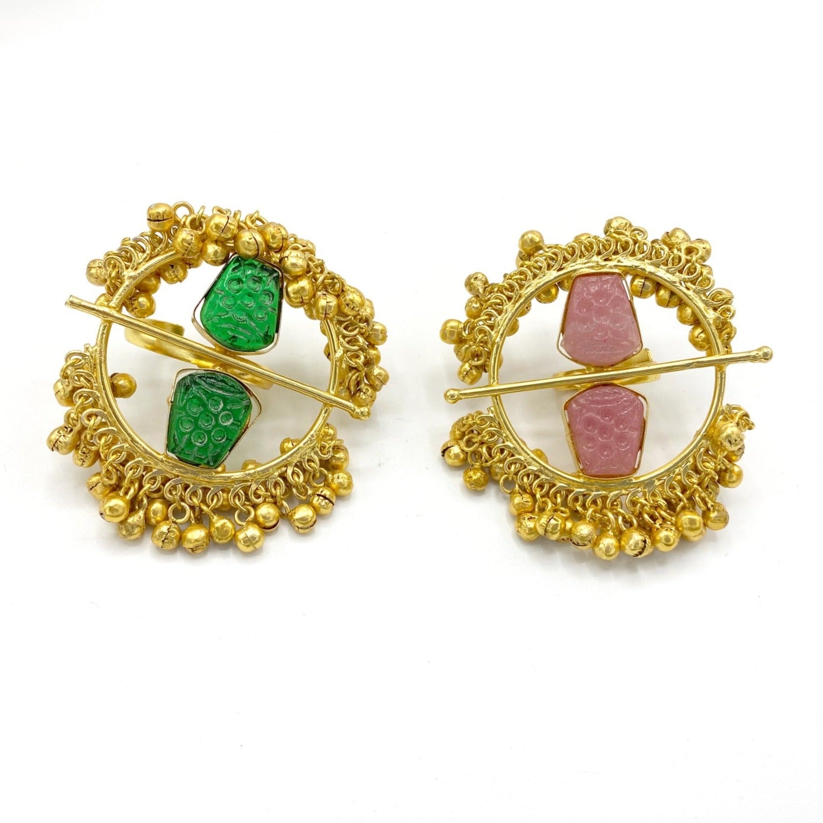 Carved Stone Bells Wreath Ring - The Pashm