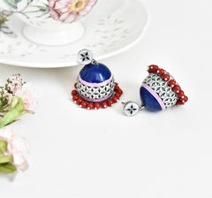 Aztec Meenakari Earrings Coral - The pashm