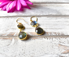 Two Stone Labradorite Earrings - The Pashm