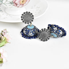 Hans Meenakari Earrings Blue - The pashm