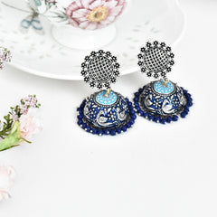 Hans Meenakari Earrings Blue - The pashm