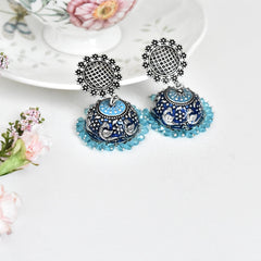 Hans Meenakari Earrings Sky Blue - The pashm