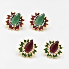 Enamel Flower Reverse Stone Studs