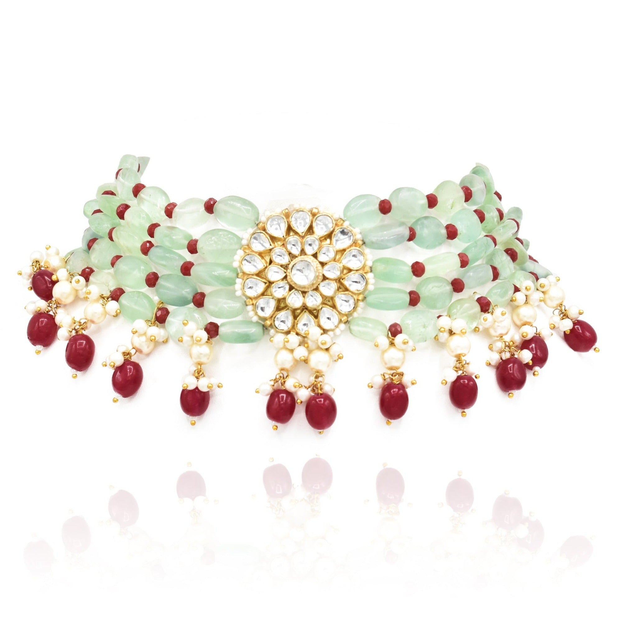 Ghazala Fluorite Mint Choker Set - The Pashm