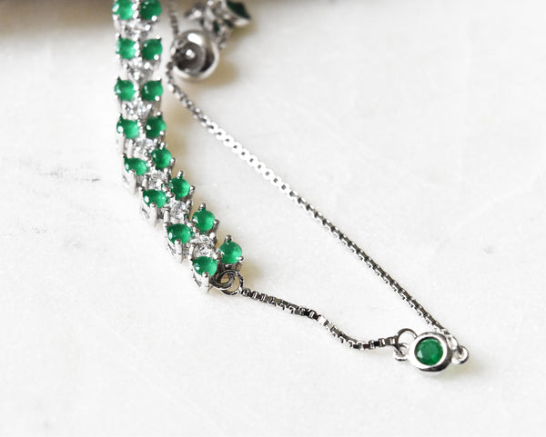 Ariana Hydro Emerald CZ Stones 925 Silver Bracelet - The Pashm