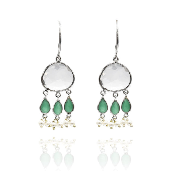 Crystal Drops Earrings Green - The Pashm