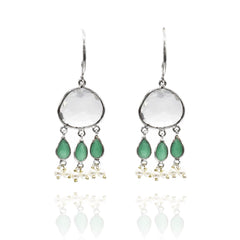 Crystal Drops Earrings Green - The Pashm