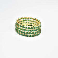 Colored Stones Bangles - Green - The Pashm