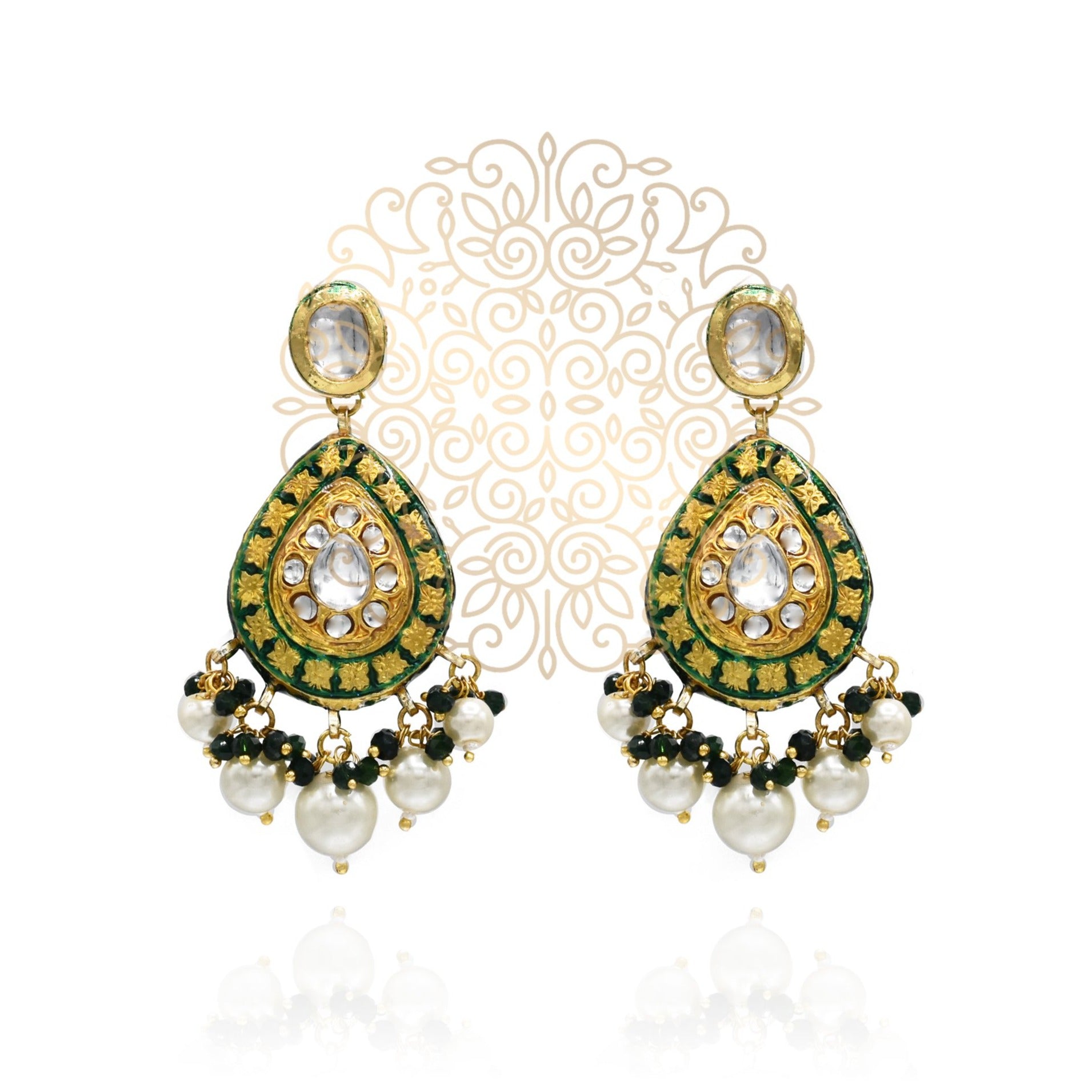 Vidhi Lac Earrings Green - The pashm