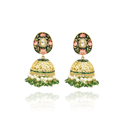 Preethi Meenakari Gold Jhumka - The Pashm