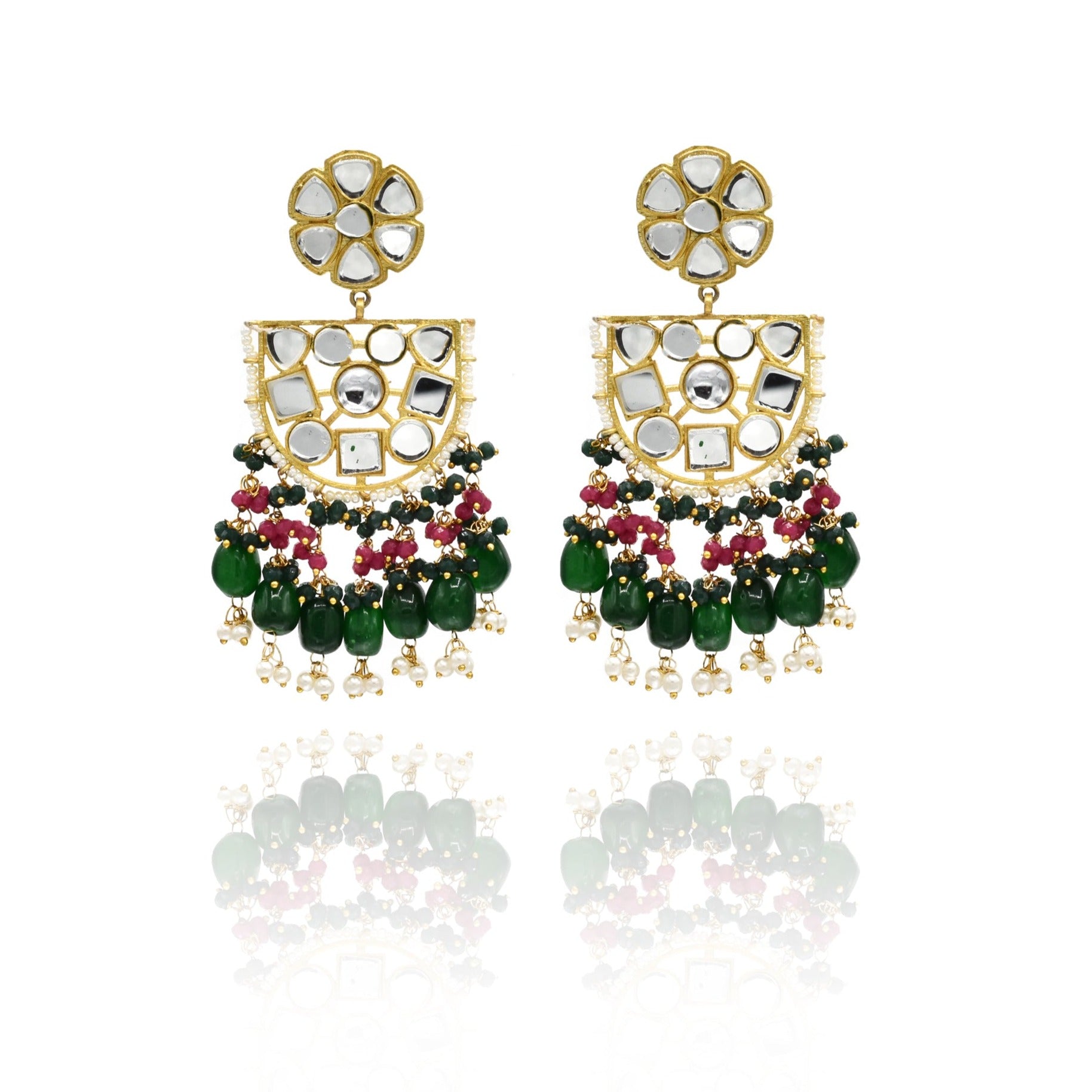 Kiran Mirror Earrings Tikka Set - The Pashm