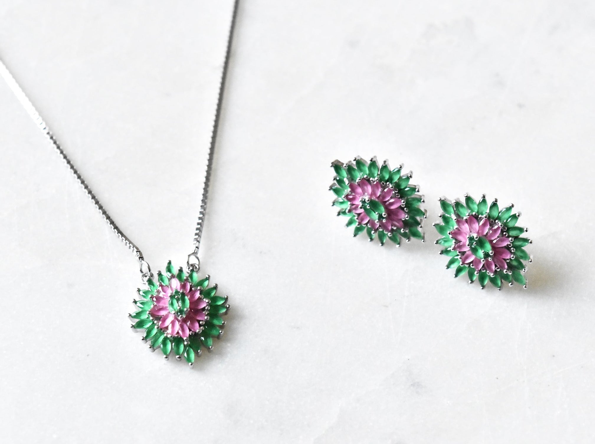 Aamiya 925 Silver Necklace Set - The Pashm