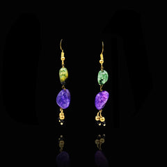 Kajol Stone Bead Purple Green Pendant Necklace