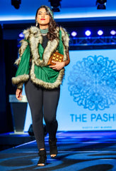 Emerald Green Faux Fur Wool shawl - The Pashm