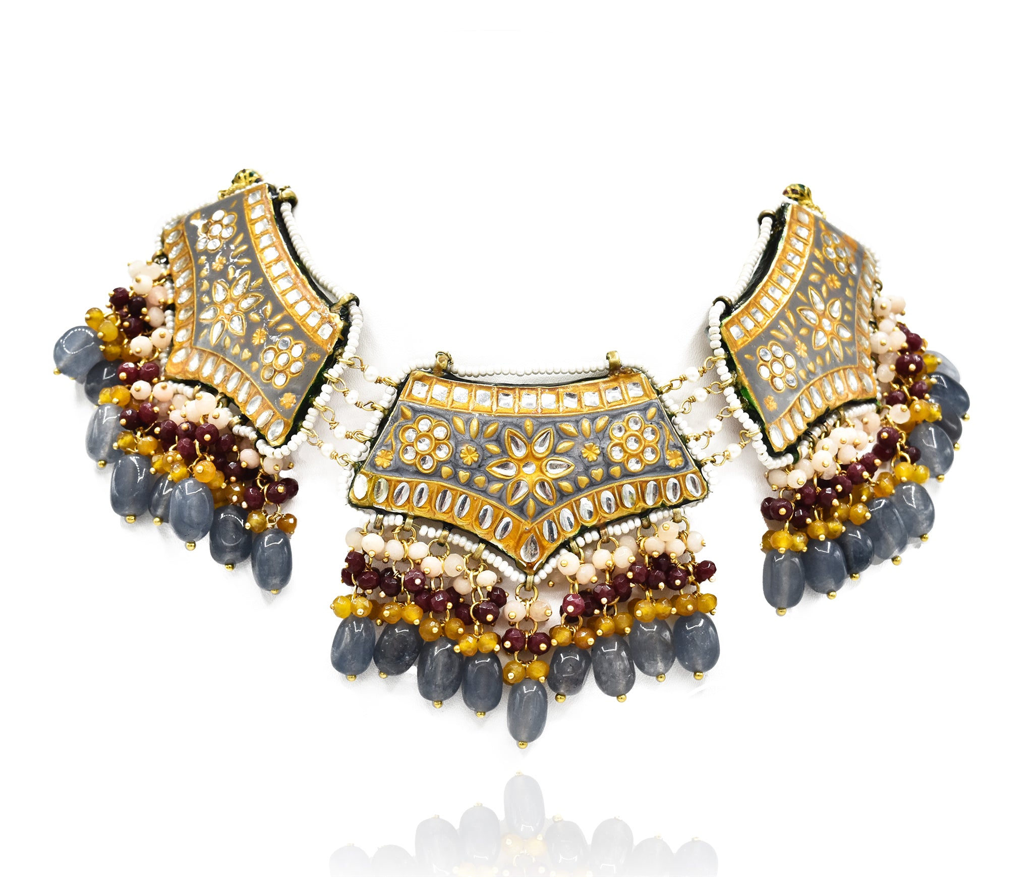 Surayiya Meenakari Necklace Tikka Set - The Pashm