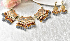 Surayiya Meenakari Necklace Tikka Set - The Pashm