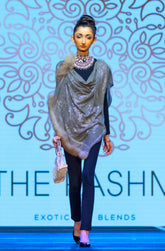 Crystal Work Faux Fur Wool Shawl - The Pashm