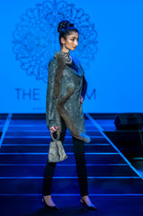 Crystal Work Faux Fur Wool Shawl - The Pashm