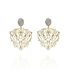 Stella Lightweight Stone Earrings Grey - The Pashm