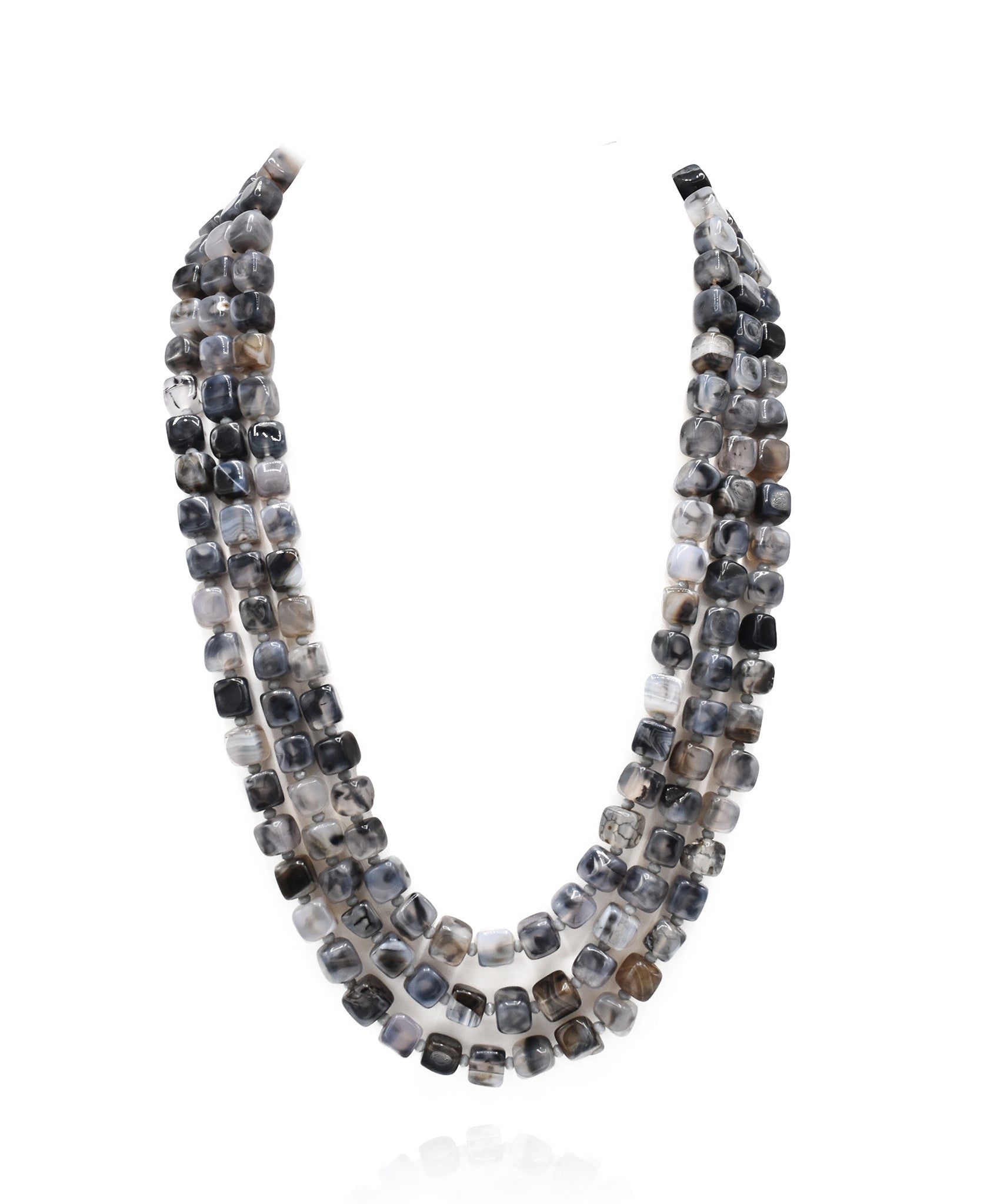Zaina Grey Tortoise Shell Beads Necklace - The Pashm