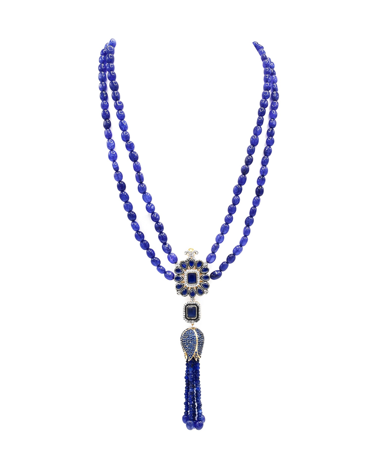Barkha Indigo Bead Crown Necklace - The Pashm
